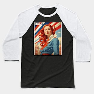 Russia Russian Woman Moscow Vintage Tourism Poster Baseball T-Shirt